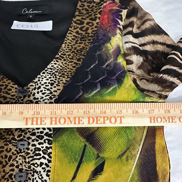 Calessa Vibrant Blouse Top Colorful Lined Wearable Art Boho Western Womens Small - Picture 9 of 10